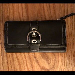 Coach black tri-fold large wallet